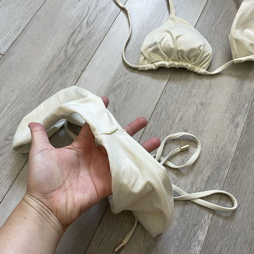 Monday Swimwear Bikini palma top cheeky side tie womens Cream (small) minimalist - Picture 4 of 4